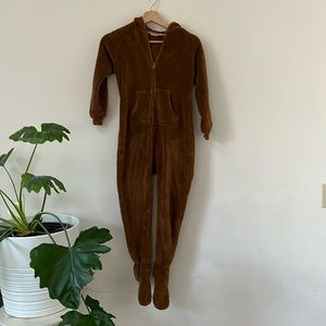 Kids footed one piece / onesie. Chocolate brown, size small.